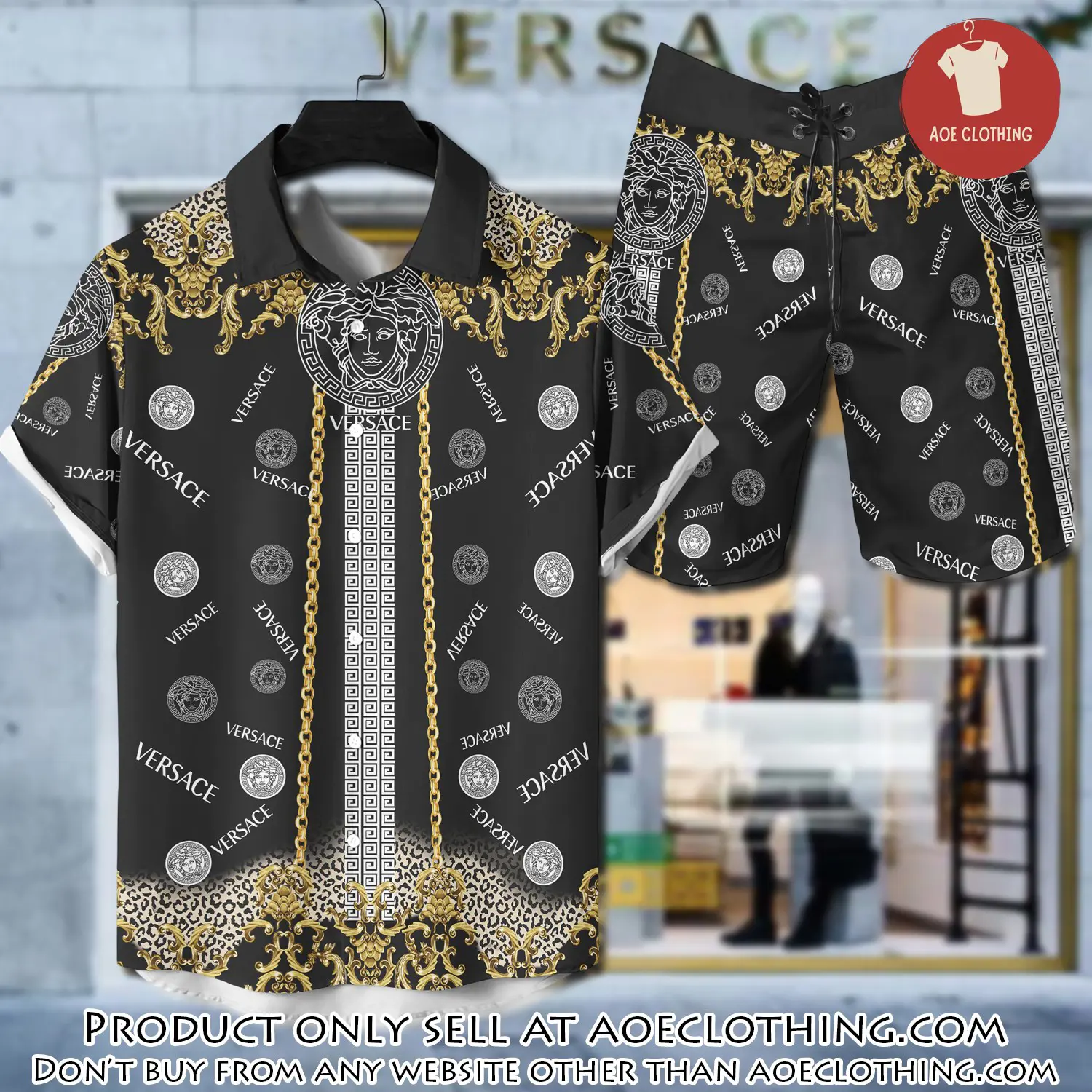 Versace luxury hawaiian shirt & short set lhs1207 aoe1031947